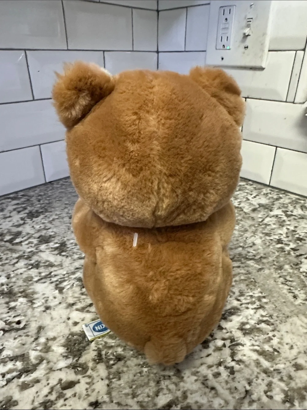 Dankin Plush Brown Bear Soft Toy with Yellow Pacifier